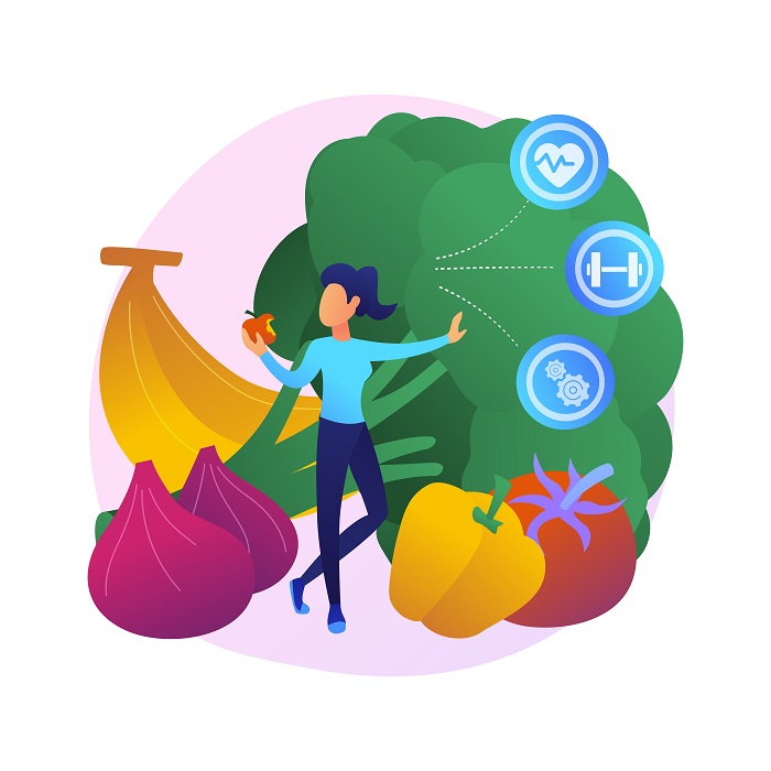 Raw veganism abstract concept vector illustration.
